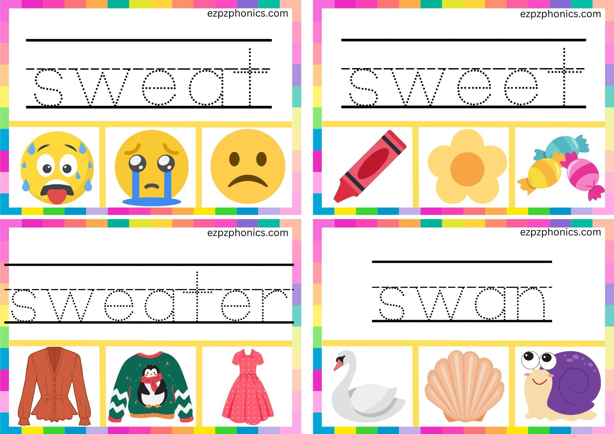 SW Beginning Blends Clip Cards Trace The Words And Clip The Correct Images Set 2